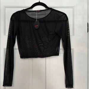 Adome Black Mesh Crop Top
